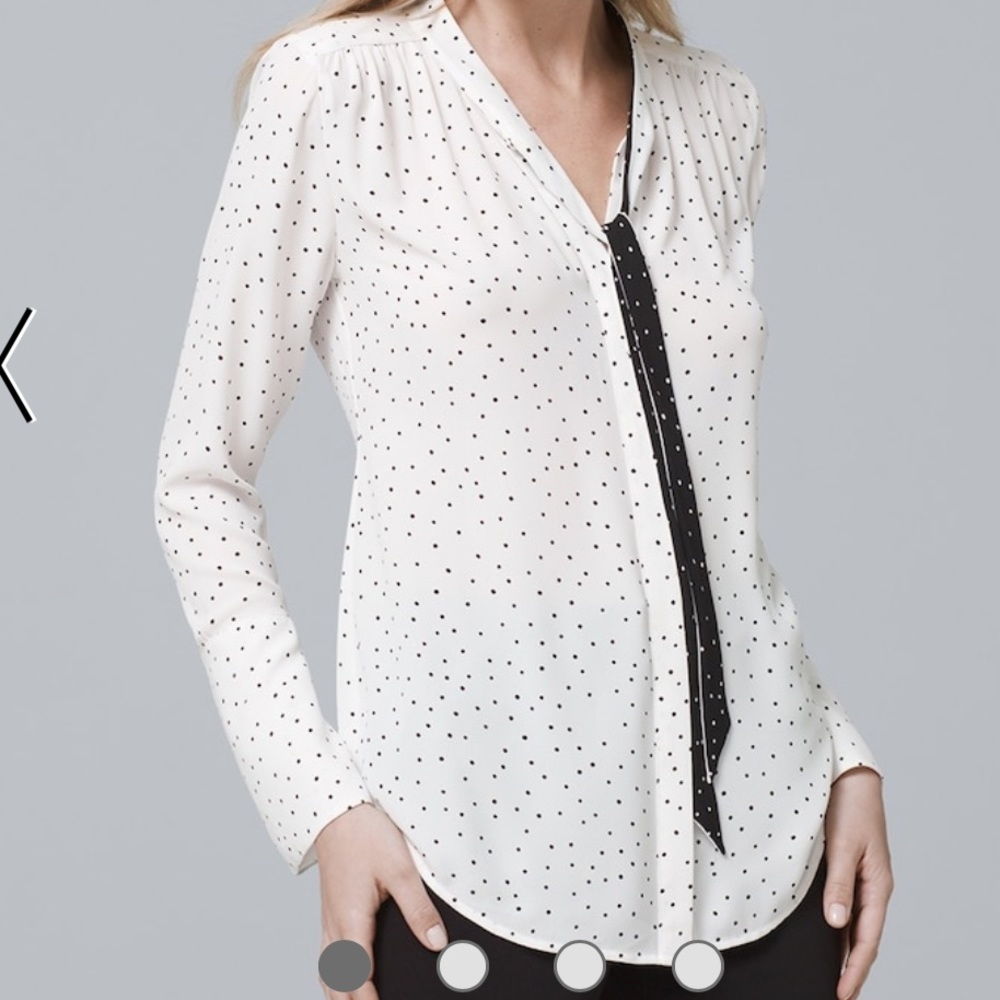 Size 8 White House Black Market Evelyn Dot Blouse